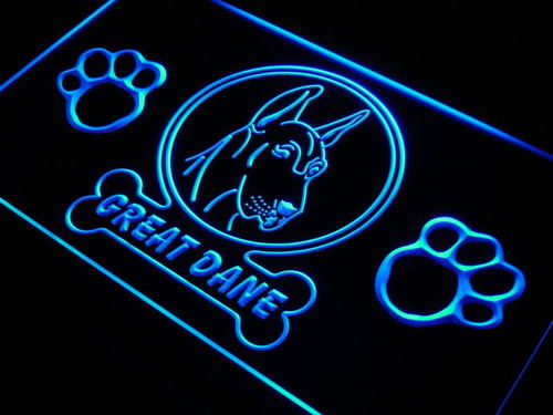 Great Dane Paw Print Dog Pet Neon Light Sign